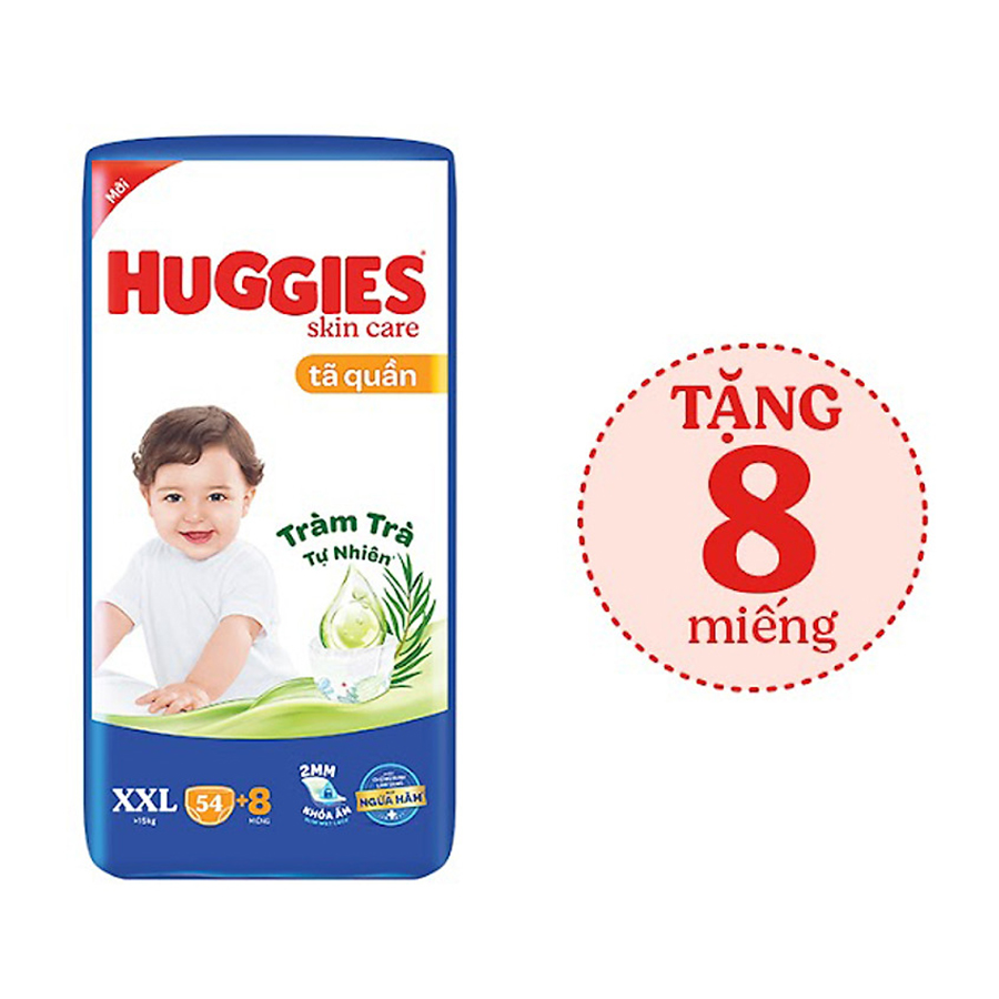 Tã/bỉm quần HUGGIES SKINCARE gói SUPER JUMBO size XXL 54+8 miếng