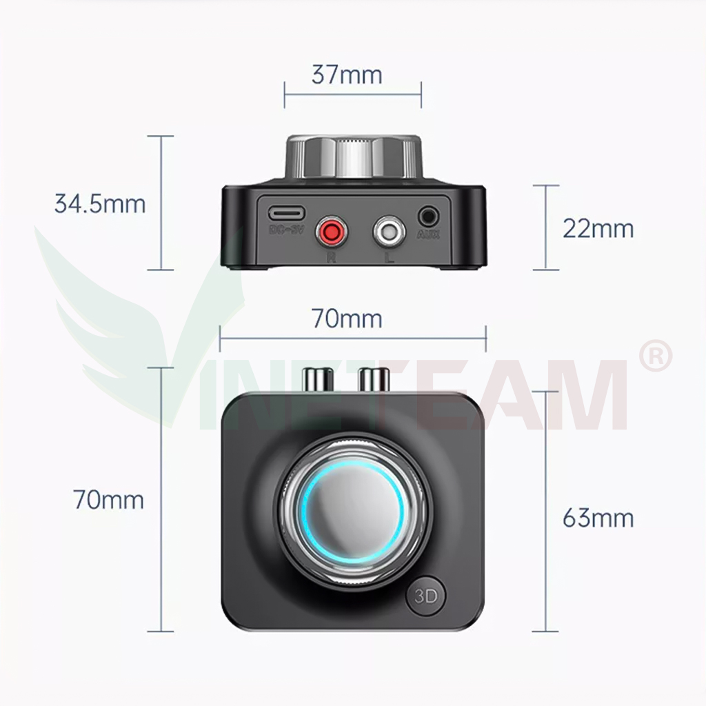 Bộ Chuyển Đổi Không Dây Bluetooth 5.0 Vinetteam C39/BR-04 Hỗ Trợ Âm Thanh Đa Chức Năng TF AUX 3.5mm RCA Cho Loa Ô Tô Tai Nghe Bluetooth Biến Loa Thường Thành Loa Bluetooth - Hàng Chính Hãng