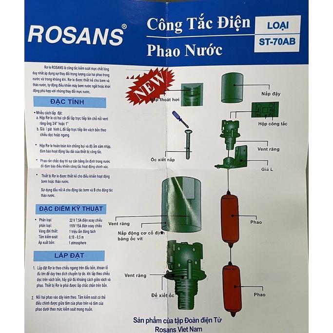 Phao điện ROSANS, thiết bị đóng ngắt máy bơm