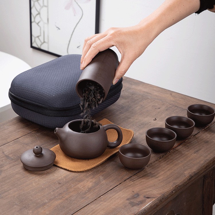 Bộ ấm chén pha trà tử sa có thể mang đi Du lịch, đi làm Vân Phương Shop - Hàng chính hãng