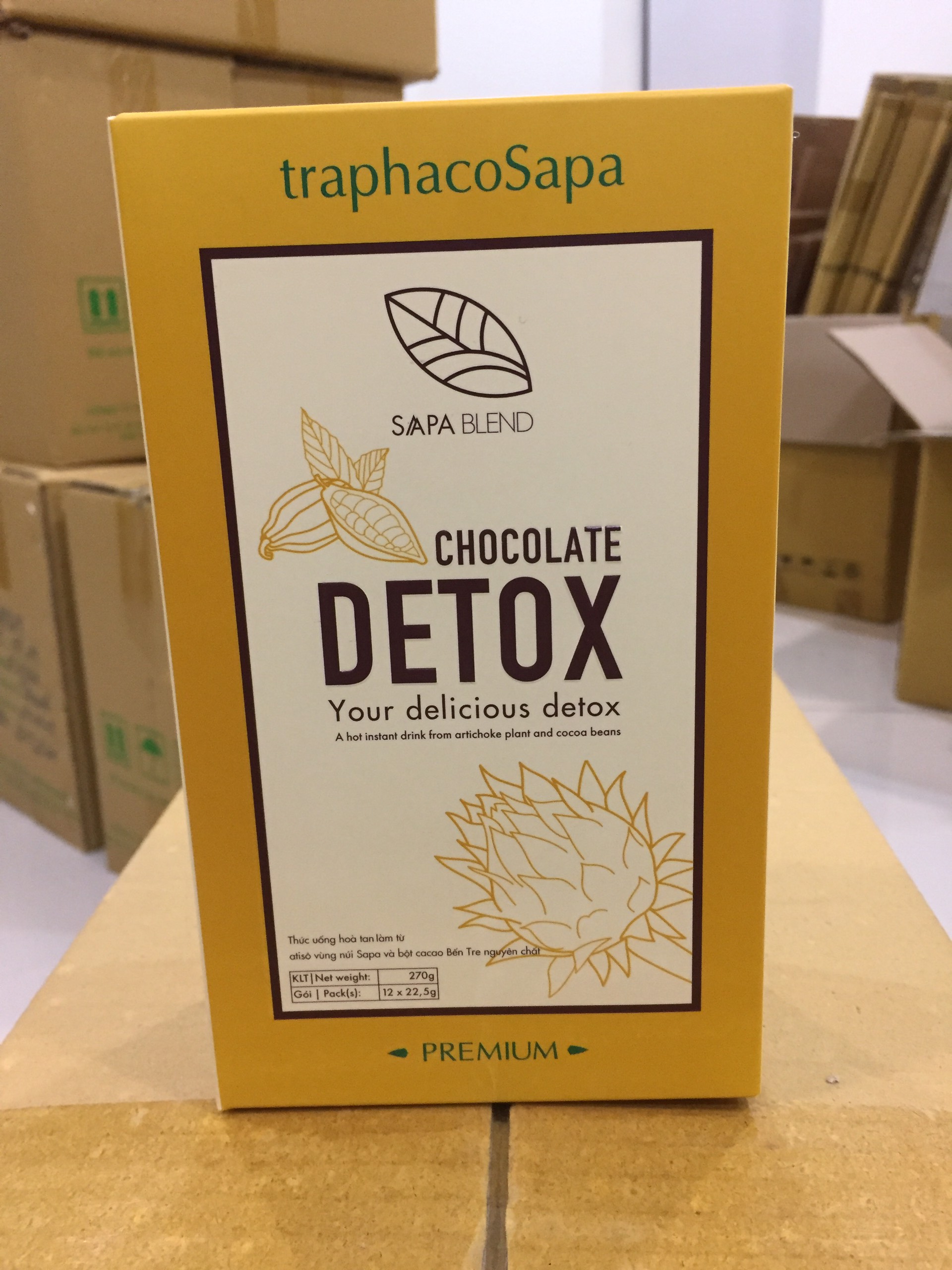 Chocolate Detox kết hợp Actiso và Cacao, Thực phẩm bảo vệ sức khỏe giúp thải độc kép, tăng tiết mật, thải độc gan, chống oxy hóa, mang lại tính táo, sảng khóai, tăng sự tập trung (Hộp 12 gói hòa tan)