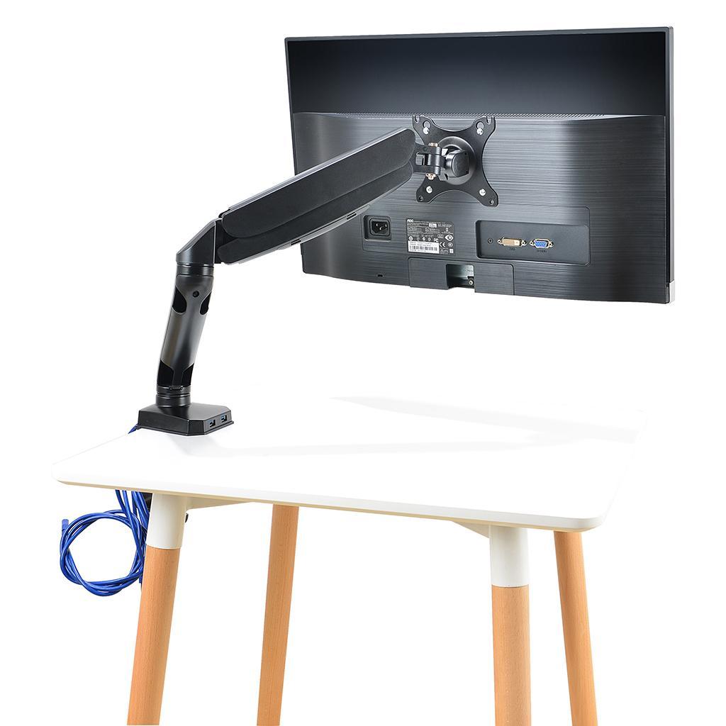Single LCD Monitor Desk Mount Stand Fully Adjustable for 1 Screen 17 inch to 27 inch, Black