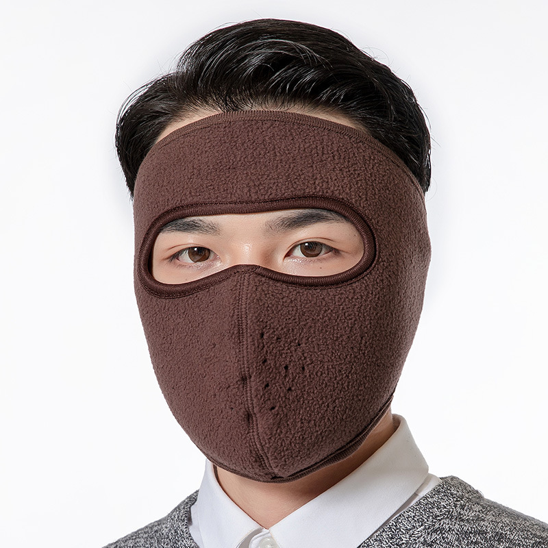 Khẩu trang ninja vải nỉ kính bảo vệ mắt dán gáy che kín tai chạy xe phượt nam nữ - khau trang ni - Nâu