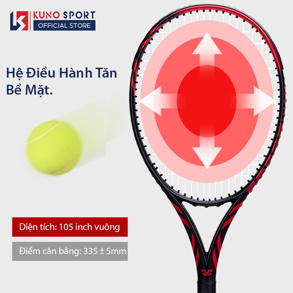 Vợt Tennis CROSSWAY W202 Sợi Carbon Cao Cấp Tặng Kèm Bộ Đế Và Bóng Tập Luyện