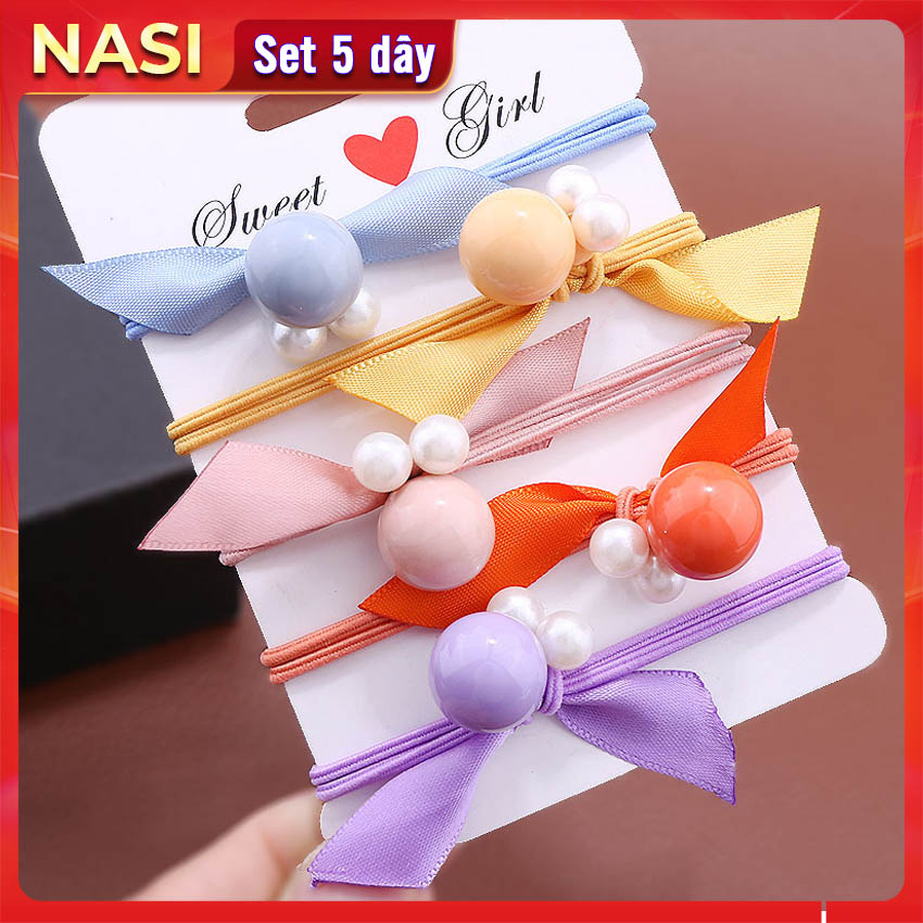 Dây buộc tóc nữ mắt ếch [Set 5 dây] NASI dễ thương phong cách hàn quốc thun cột tóc nữ co giãn tốt phụ kiện tóc