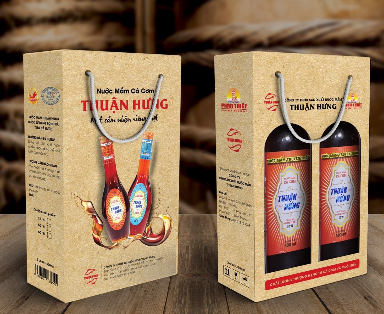 NƯỚC MẮM PHAN THIẾT CHAI THỦY TINH - THUẬN HƯNG 50 ĐẠM/1 HỘP 2 CHAI 500ML