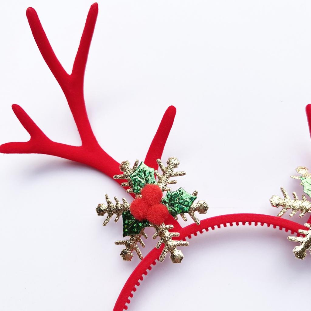 Bờm sừng tuần lộc nhung đỏ cho trẻ em và người lớn đeo chơi Giáng Sinh Noel