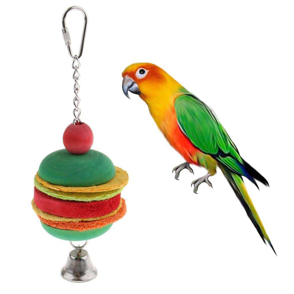 Wooden Loofah Handwork Toy Cockatiel Hanging Swing Cage Chew Trainning Toy