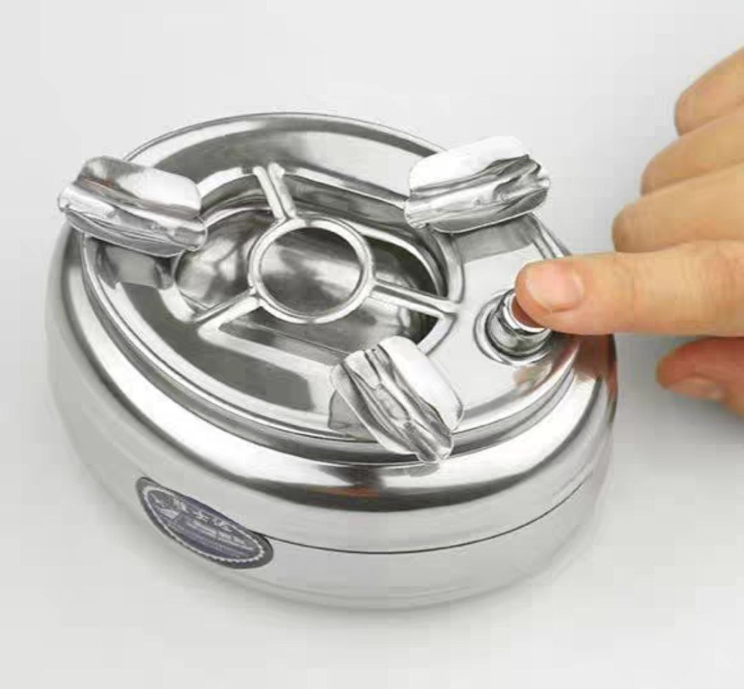 Gạt tàn inox bấm - D10,5 x C 6,5cm - INOX