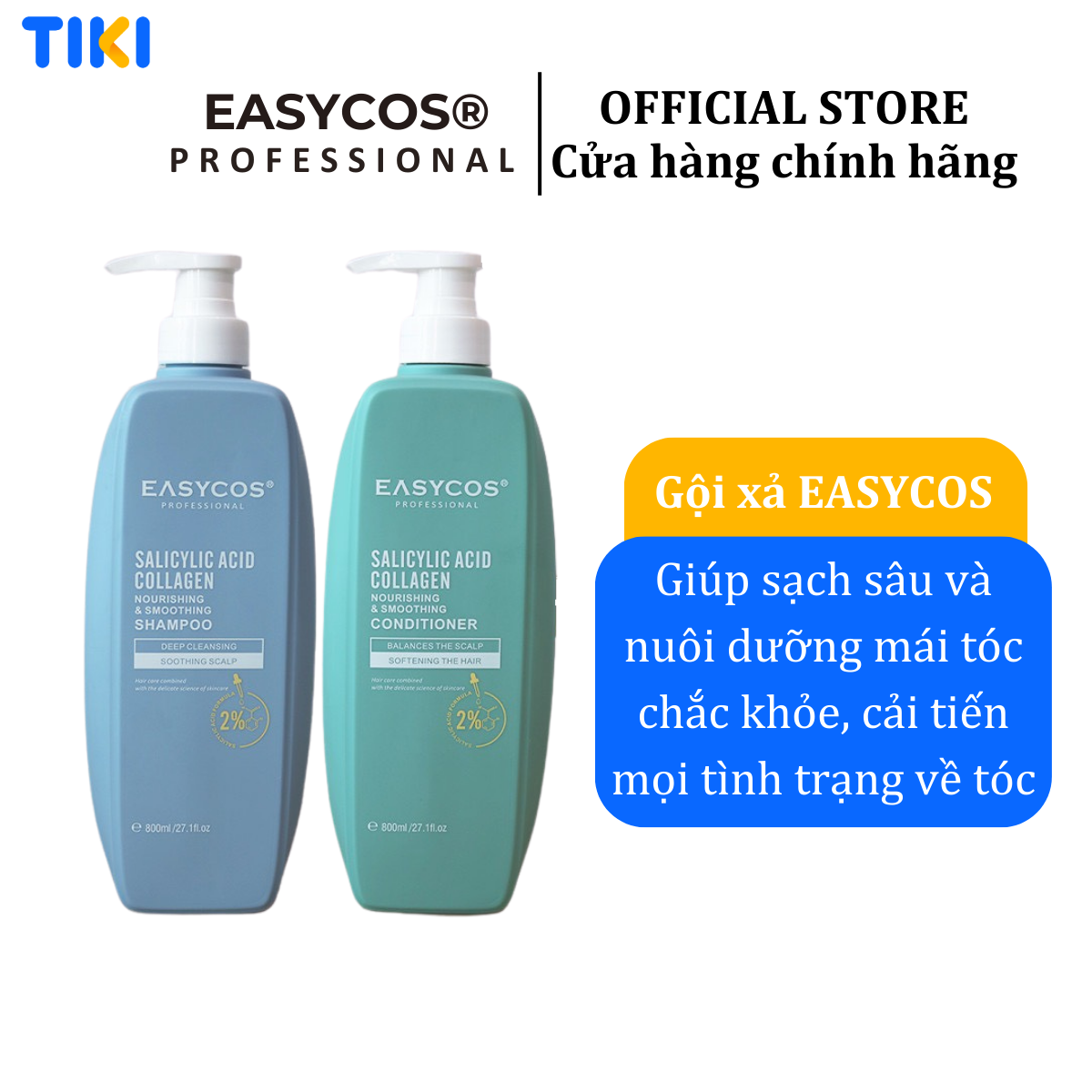 Dầu Gội Xả EASYCOS làm sạch sâu và nuôi dưỡng mái tóc 800ml