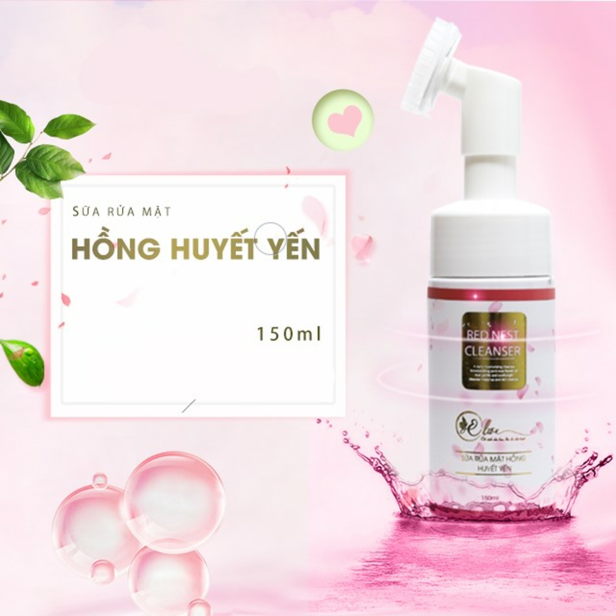 Sữa Rửa Mặt Hồng Huyết Yến - Hàng Chính Hãng - 150ml - Làm sạch sâu bụi bẩn - da chết - ngừa mụn - đầu bàn chải silicon giúp thư giản da giúp da hồng hào trắng sáng sạch đẹp.