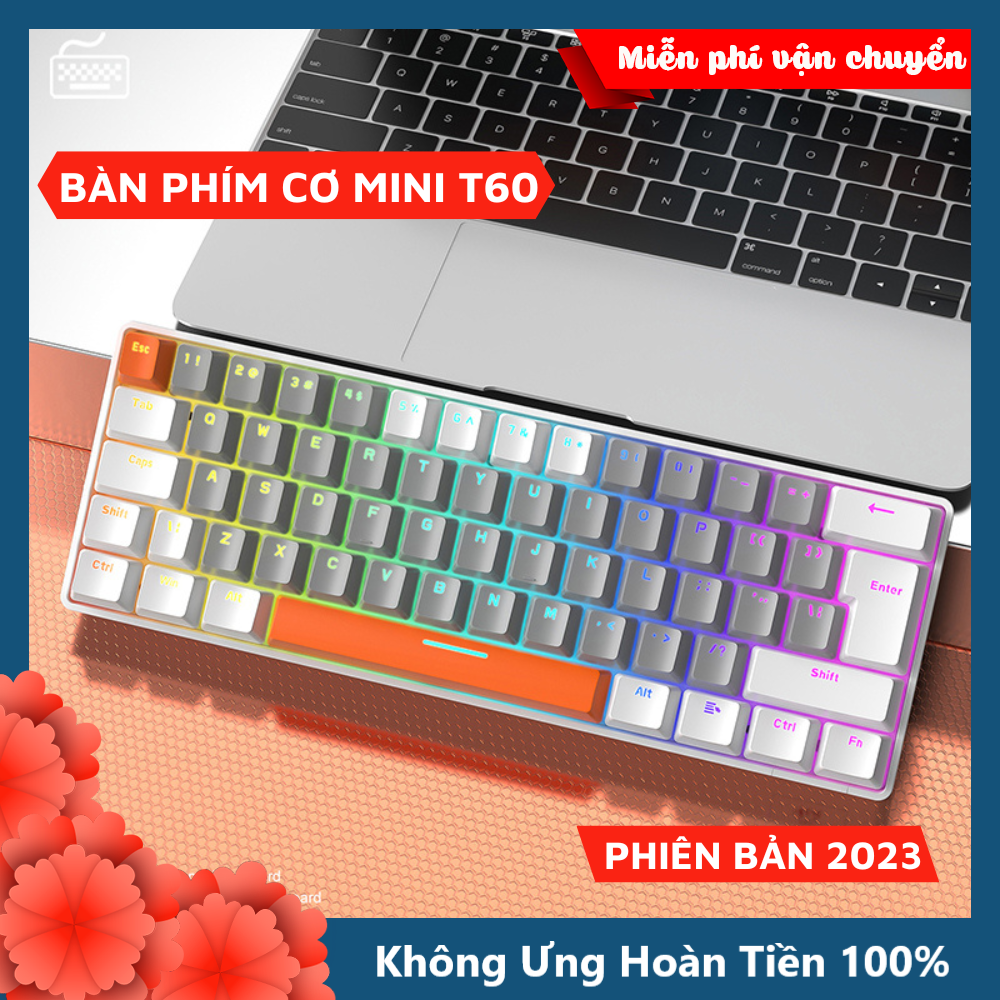 Bàn Phím Cơ RGB Led 18 Chế Độ Có Dây T60 Trục Cơ Red Switch Gõ Êm Giảm Ồn Có HOTSWAP Dùng Cho Máy Tính/ Laptop/ PC-Hàng Chính Hãng