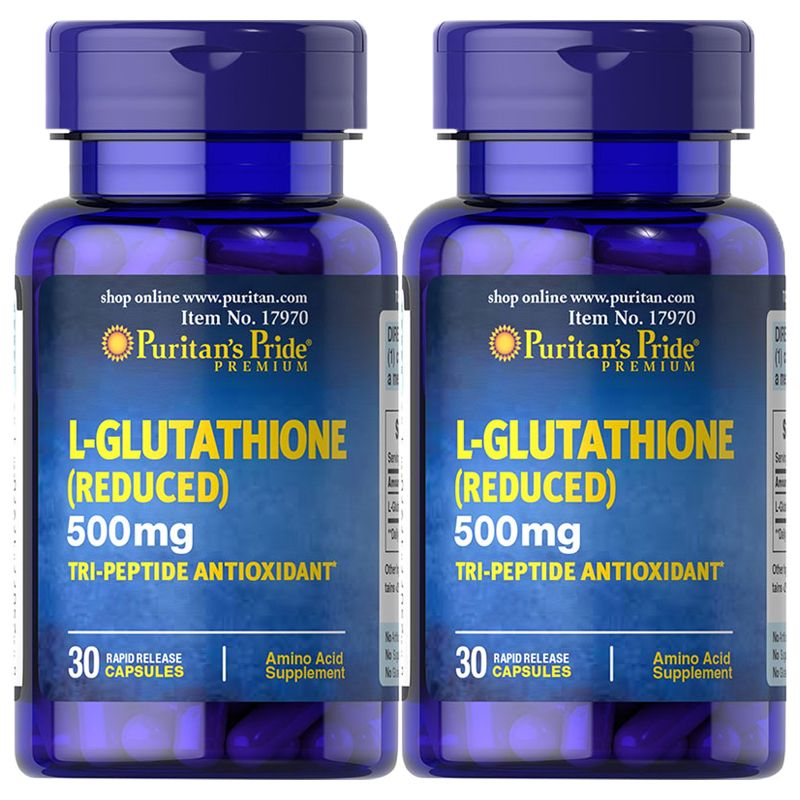 Hỗ trợ trắng da L-Glutathione Puritan’s Pride Premium 500mg Mỹ, Hỗ trợ trắng da, Giảm nám, tàn nhang, Tăng sức đề kháng - Massel Official -30 v/hộp