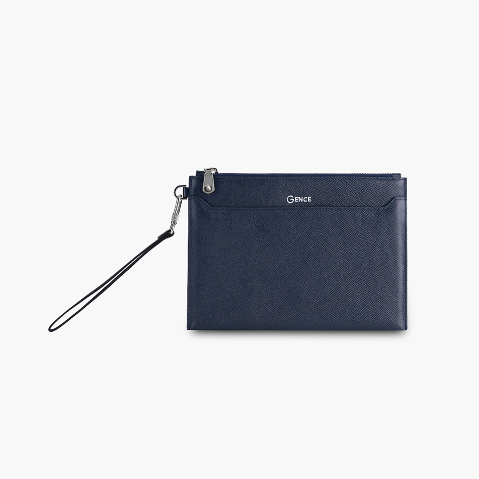 Clutch Nam Cầm Tay Ví Da Công Sở GENCE HT19 Da Bò Cao Cấp Màu Xanh Navy