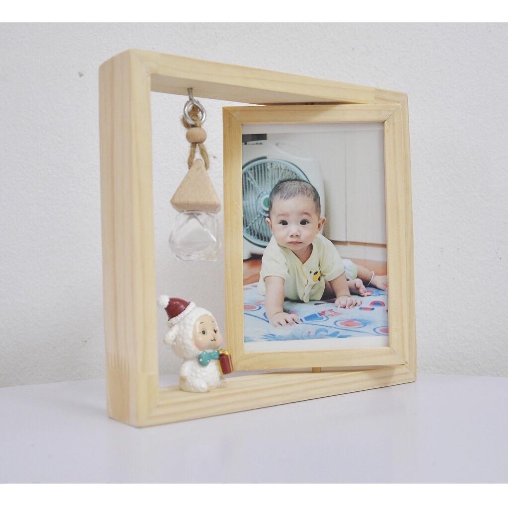 Khung ảnh xoay được 2 mặt để bàn, khung ảnh gỗ độc đáo