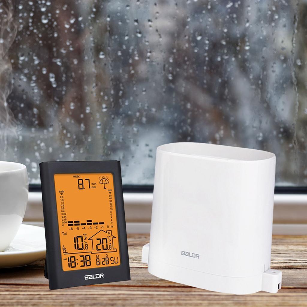 Rain Gauge Rainfall History Weather Station Gauge Rainfall for in/Outdoor Black