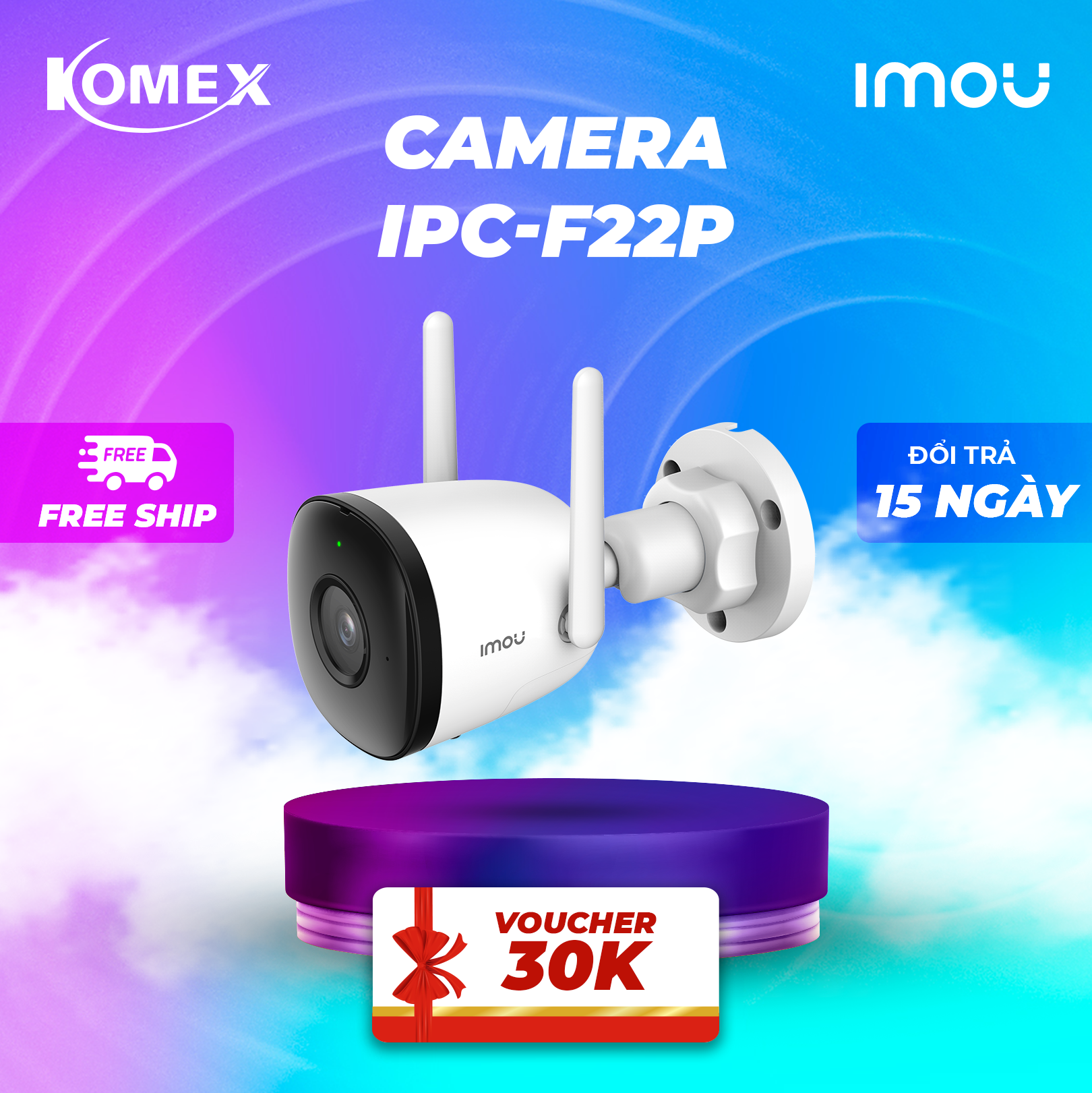 camera Wifi ngoài trời Imou Bullet 2 (2MP) I IPC-F22PF22FPF22FEP hàng chính hãng