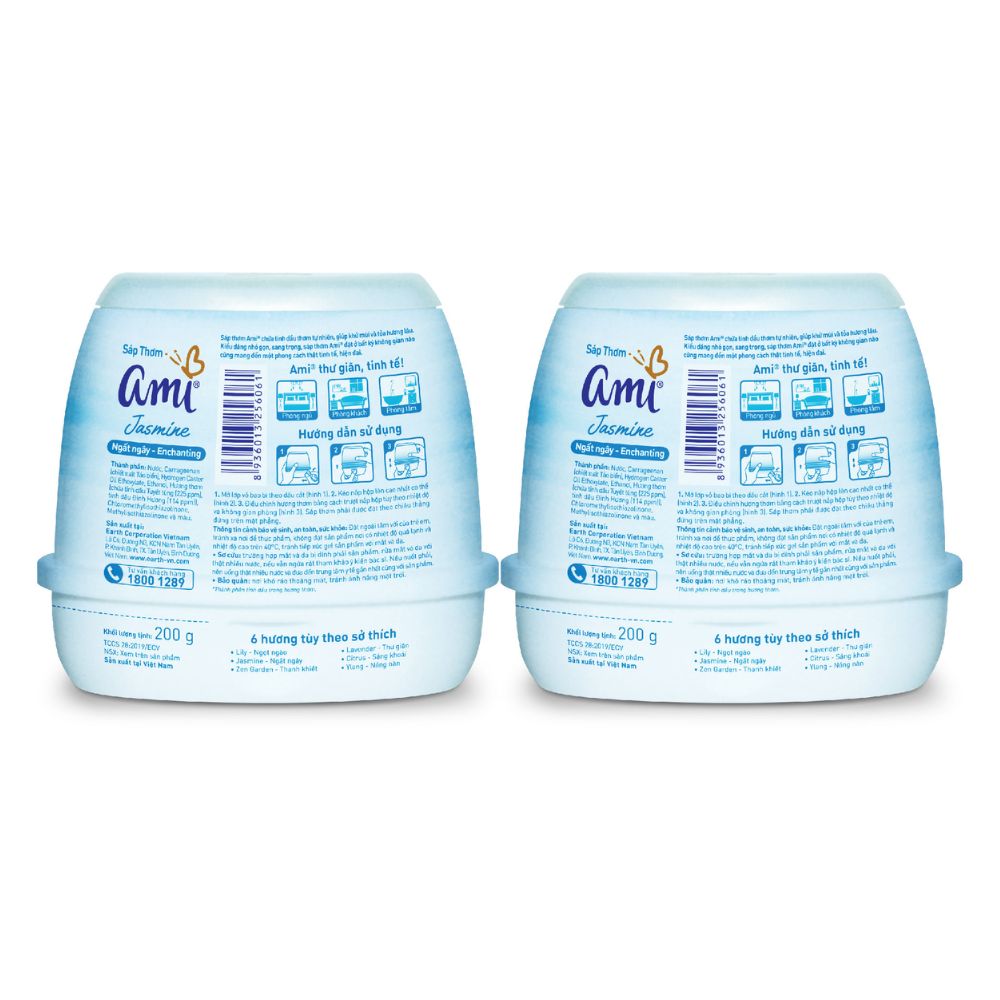 Combo 2 hộp Sáp thơm khử mùi Ami - Hương thơm chiết xuất thiên nhiên, Tỏa hương suốt nhiều tuần