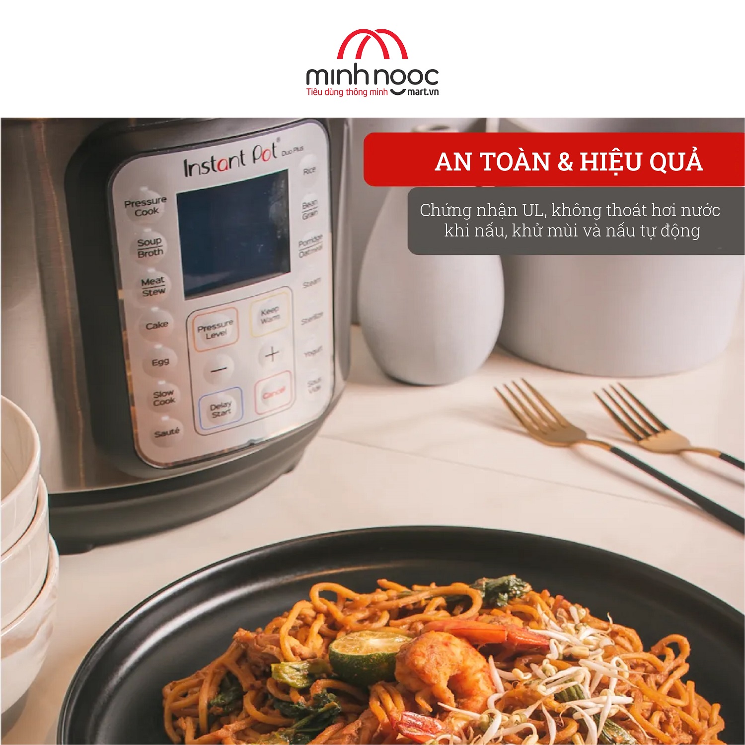 [ Hàng chính hãng Instant Pot ] Nồi áp suất điện Đa Năng Instant Pot Duo Plus, Dung tích 5.7 lít, 9 in 1