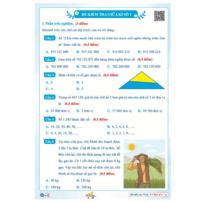 Sách - Đề Kiểm Tra Toán Lớp 4 - Học Kì 1 - Kết Nối Tri Thức Với Cuộc Sống