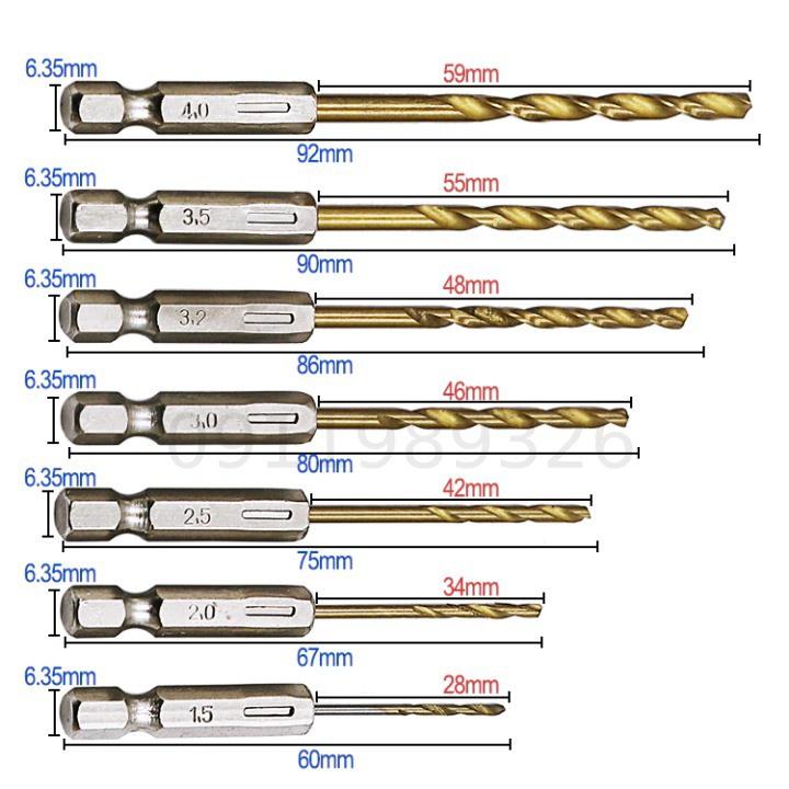 Bộ 13 mũi khoan HSS chuôi lục giác 1.5 - 6.5mm