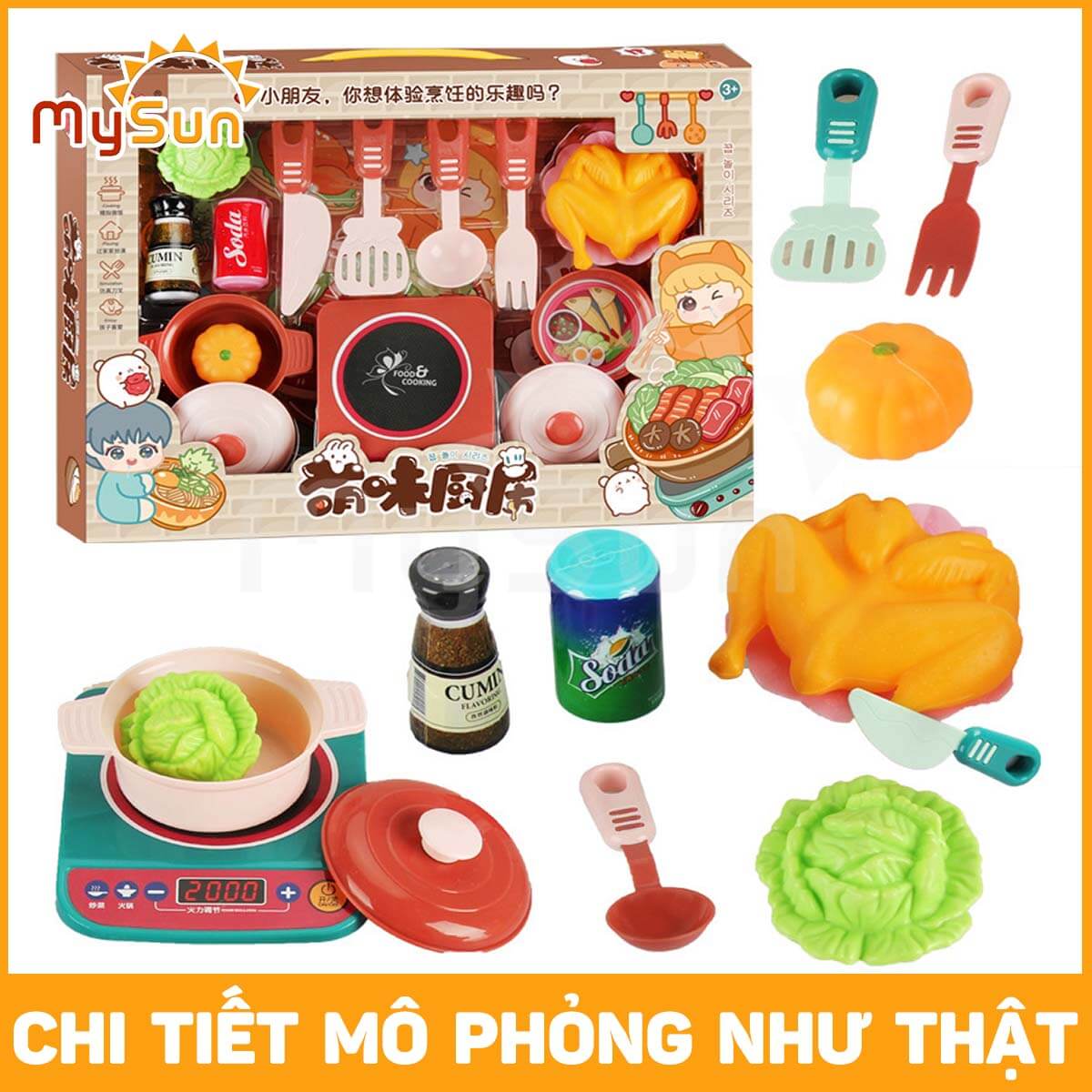 Bộ đồ chơi nấu ăn nhà bếp mini bằng nhựa giá rẻ cho bé gái chơi đồ hàng MySun