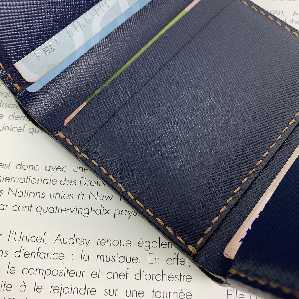 Ví nam - da saffiano - màu xanh navy - handmade DT276