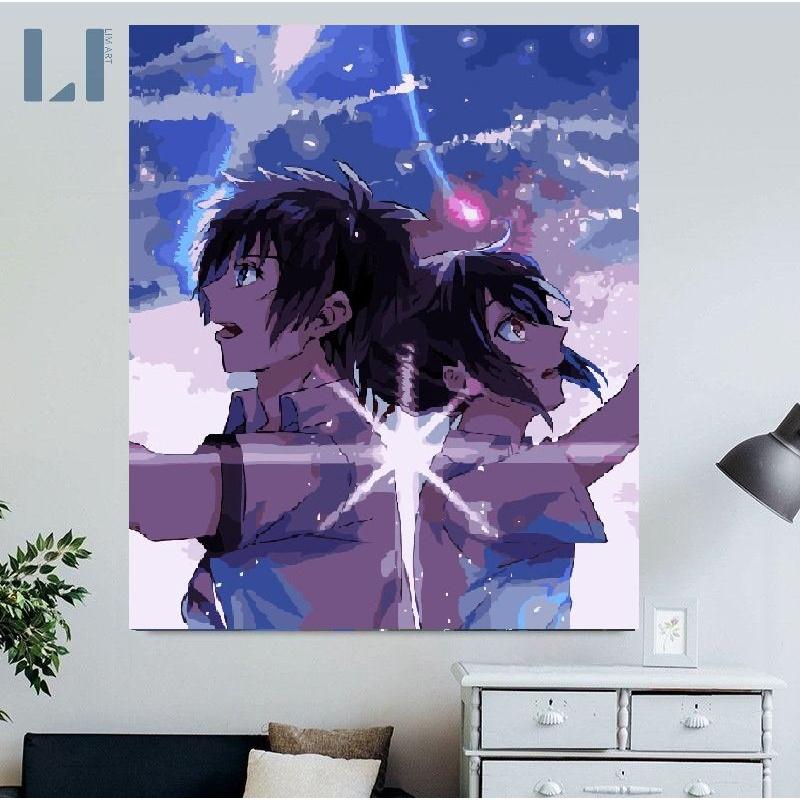 Tranh sơn dầu số hóa khung LIM Art - Tranh tô màu theo số anime,manga,hoạt hình Your name