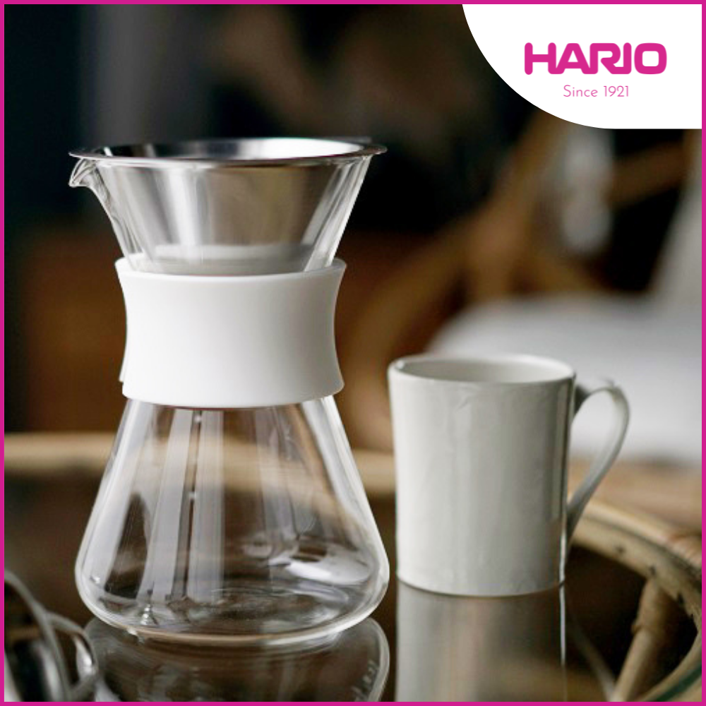 Hình ảnh Bình pha cà phê Hario Dripper 400ml (S-GCM-40-W) Kèm phễu inox