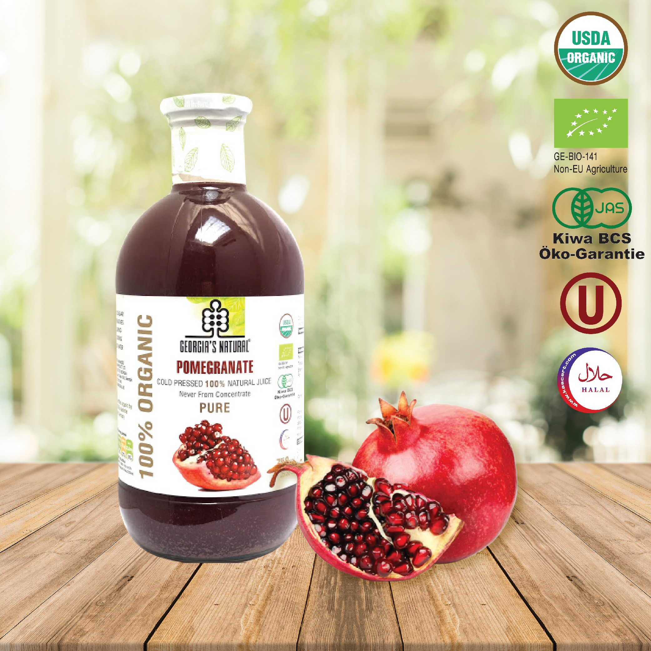 Nước Ép 100% Hữu Cơ Lựu Tự Nhiên Pomegranate Juice - Georgia's Natural - 300ml
