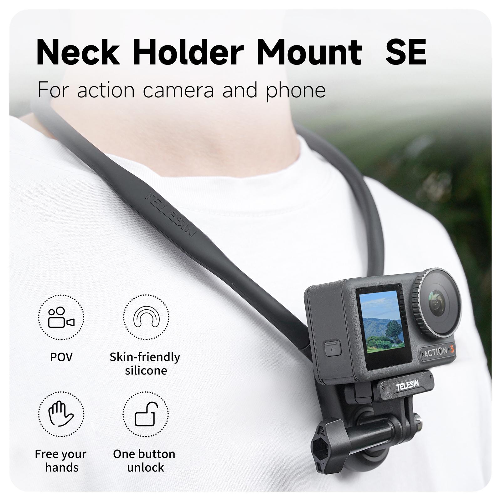 Telesin New giữ Mount Mount Mount For GoPro Hero 11 10 9 8 7 6 5 Insta360 Dji Osmo Action Silicone Action Camera Phụ kiện