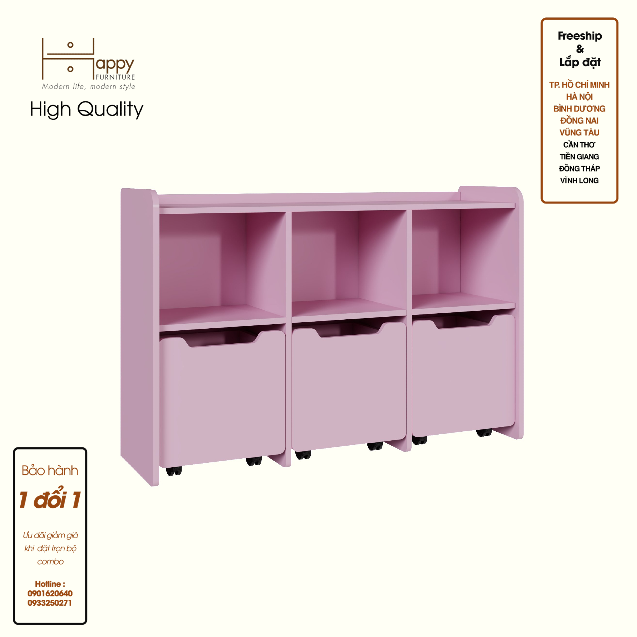 [Happy Home Furniture] KID, Tủ lưu trữ cho trẻ em có bánh xe, 120cm x 36cm x 80cm ( DxRxC), THK_165