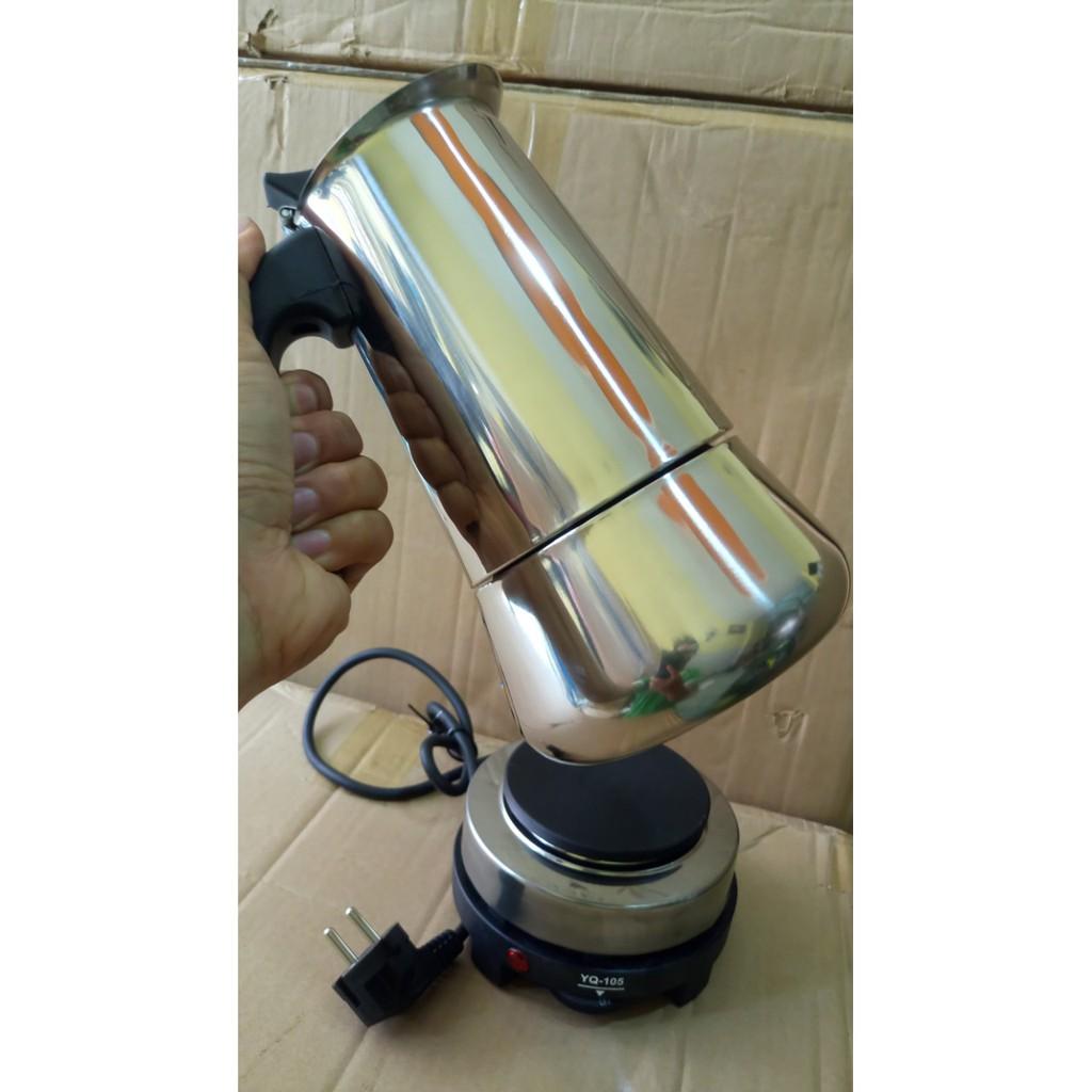 ẤM PHA CÀ PHÊ INOX 450ml LOẠI TỐT - BÌNH PHA CAFE KIỂU Ý MOKAPOT 9 CUP