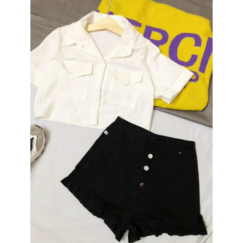 Áo sơ mi croptop tay ngắn