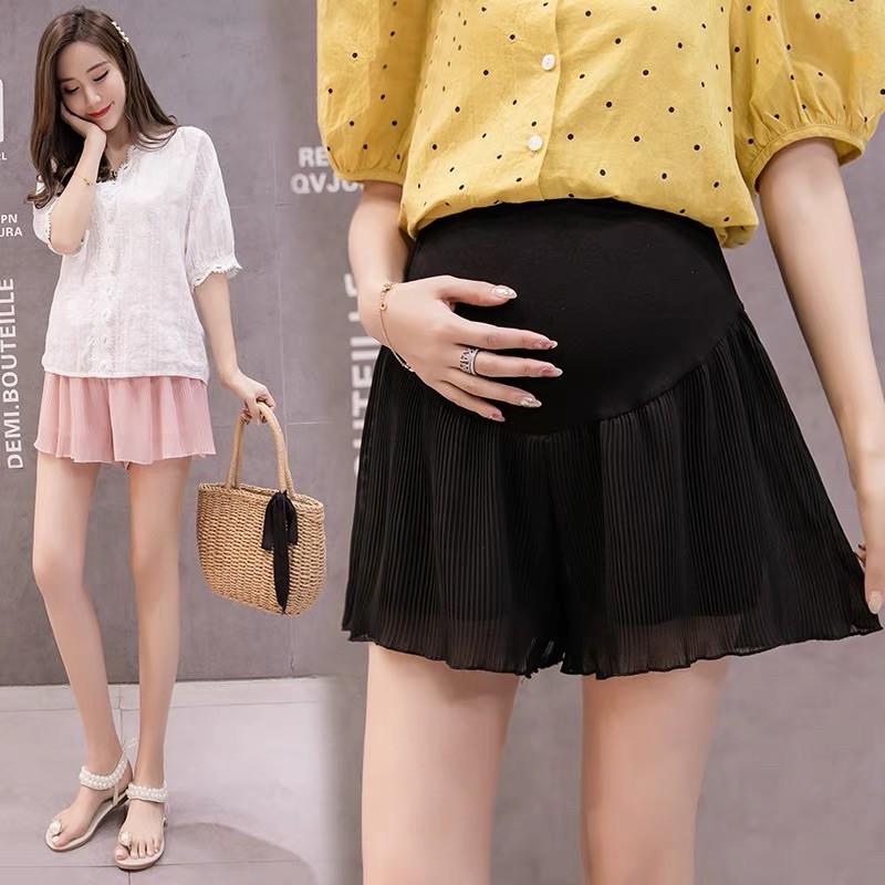 Set đồ bầu áo trắng+ quần xếp li 2 lớp siêu mát nhẹsẵn quần hồng xl