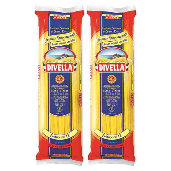 Combo 2 Mì Ý Sợi Dẹt Fettuccine Divella Số 12 500gr