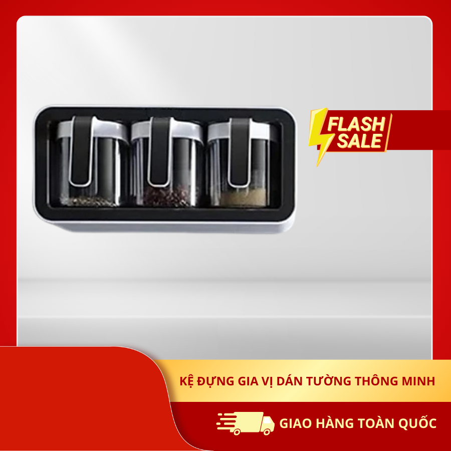 Kệ Đựng Gia Vị Dán Tường Thông Minh - Kèm Thìa, Miếng Dán Cường Lực Siêu Chắc - 2 Ngăn Và 3 Ngăn Cao Cấp Không Khoan Tường Mẫu Mới - Giao Màu Ngẫu Nhiên - Hàng Chính Hãng. - 3 Ngăn