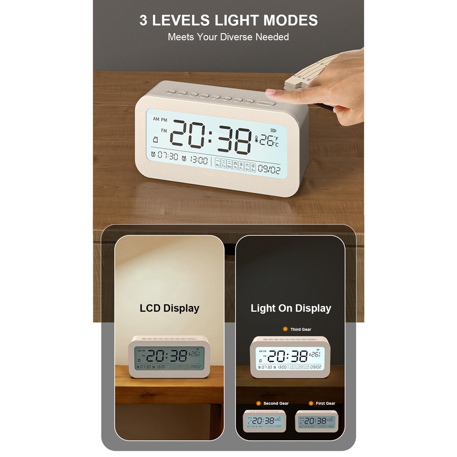 Đồng Hồ Màn Hình Lớn Chạy Bằng Pin Có Thể Sạc Lại Không Dây Wi-Fi Với Mic Và Loa