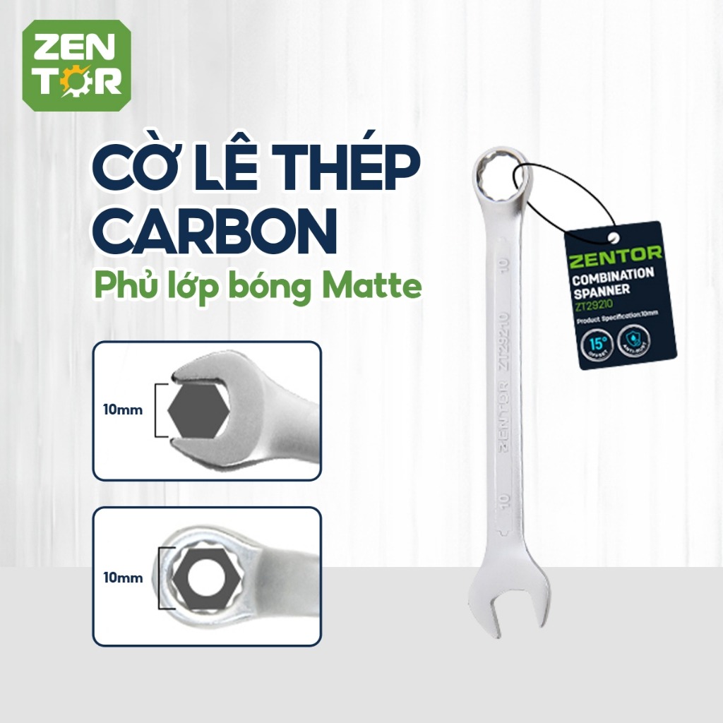 Cờ Lê Vòng Miệng Zentor, Cờ Lê 2 Đầu Thép Cacbon Đầy Đủ Kích Cỡ 8-24mm Bền Bỉ Chắc Chắn Chuyên Dụng Cơ Khí Sửa Chữa