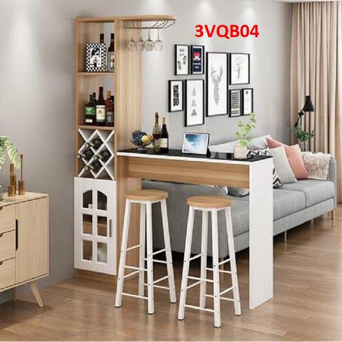 Quầy bar mini, quầy bar kiêm vách ngăn phòng khách nhà bếp 3VQB04