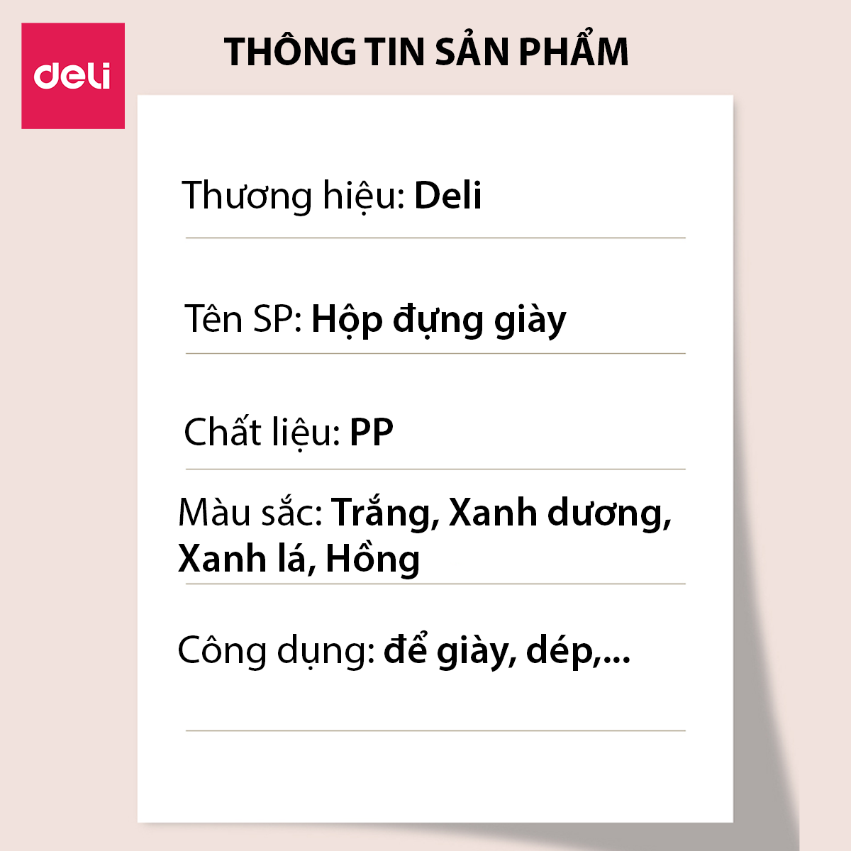 Hộp Nhựa Đựng Giày Trong Suốt Có Nắp Đậy Nhiều Màu Thông Minh Tiện Lợi Deli - Hộp Đựng Giày Nhựa PP Dẻo Chịu Lực Nhiều Size Có Thể Xếp Chồng