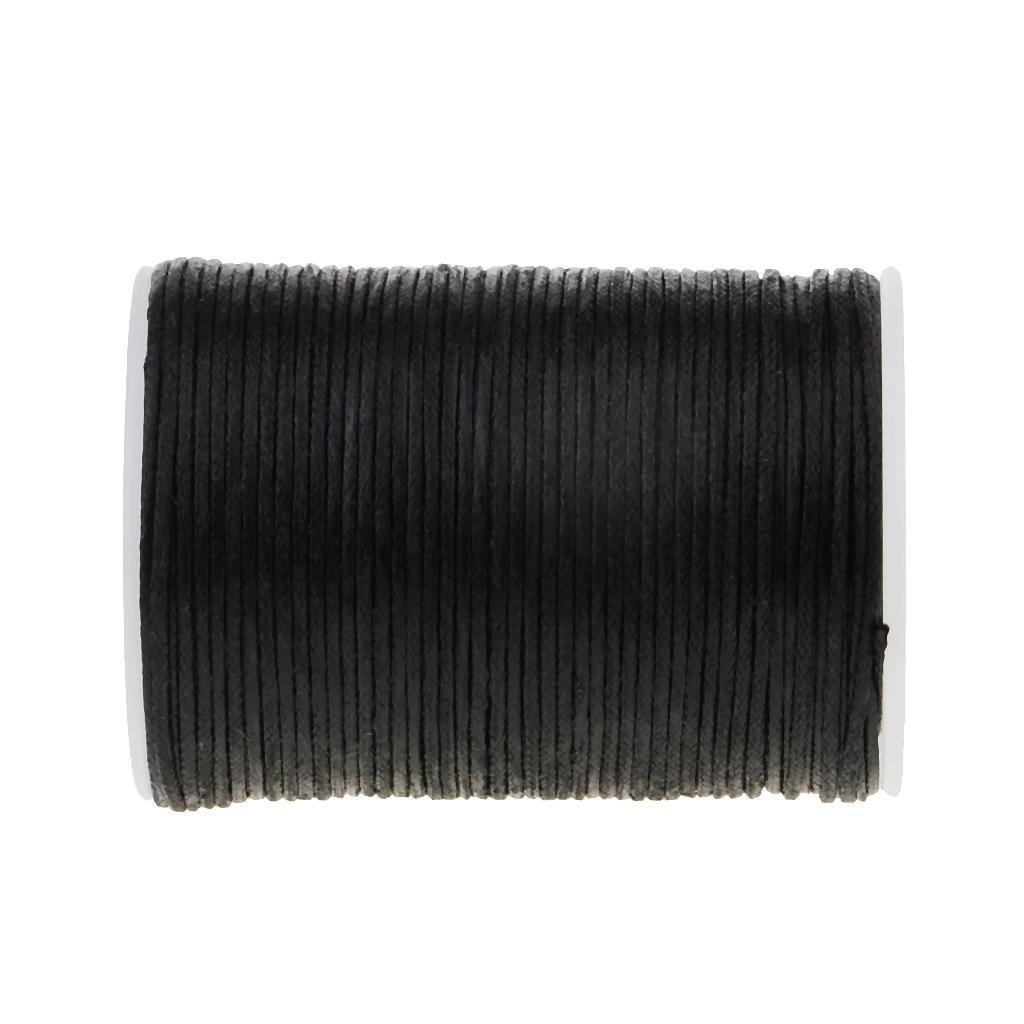 2 Roll Black And White 1mm Waxed Polyester Braided Thread for Leahter Crafts