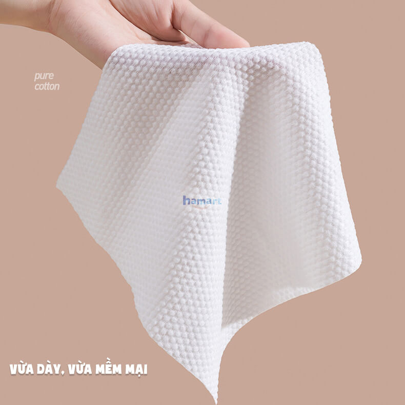 Bịch 60 Khăn Lau Mặt Khô Bông Cotton Giấy Tẩy Trang Dùng 1 Lần Mềm Mịn Tái Sử Dụng Đa Năng