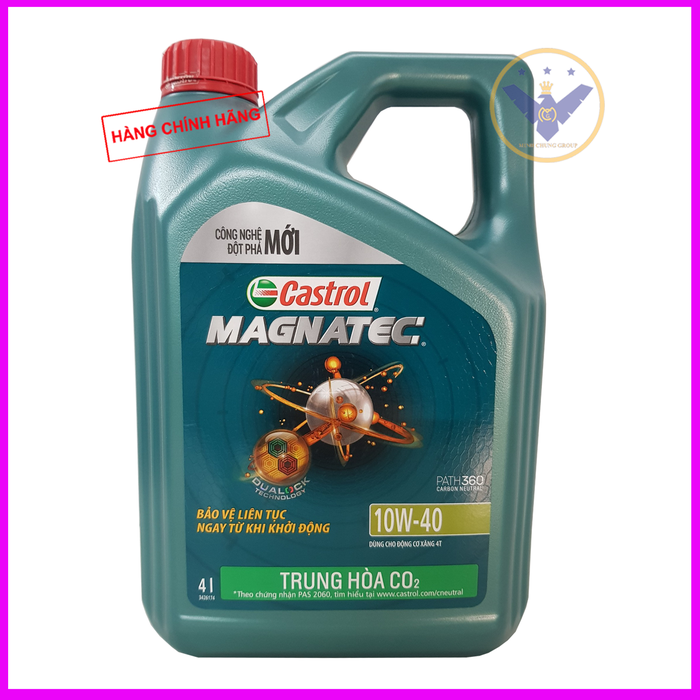 COMBO Dầu nhớt ô tô cao cấp tổng hợp Castrol Magnatec Dualock 10W-40 can 4L + Súc rửa động cơ Bluechem 250Ml