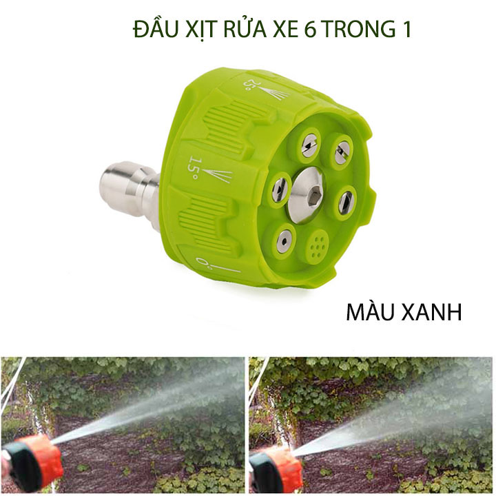 Béc phun rửa xe 6 chế độ phun áp lực cao gắn súng rửa xe, đầu kết nối nhanh 1/4 Inch bằng inox, các đầu phun bằng inox