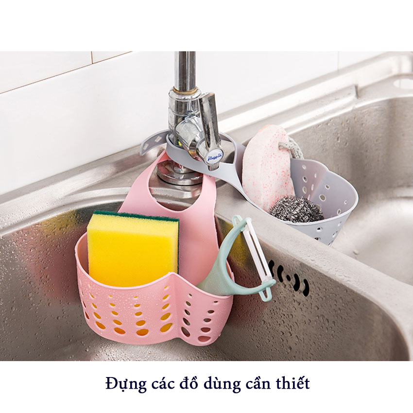 Giỏ đựng đồ rửa chén bát đa năng NASI bằng nhựa dẻo bền chắc có quai treo để ở bồn rửa chén hoặc treo móc trên tường