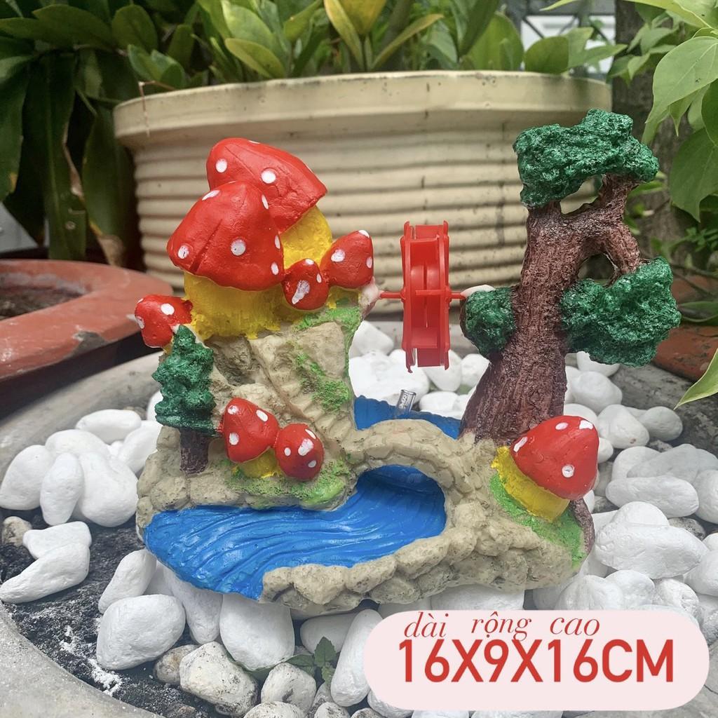 Vườn Nấm Đỏ Sủi Ox i Có Bánh Xoay Trang Trí Hòn Non Bộ, Hồ Cá, Sân Vườn..