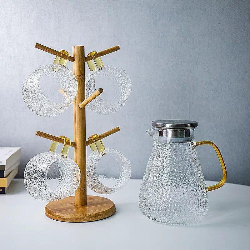Bình Ấm Thủy Tinh Cao Cấp 1,5 Lít - 1,8 Lít Đun Nước Chịu Nhiệt Quai Vàng