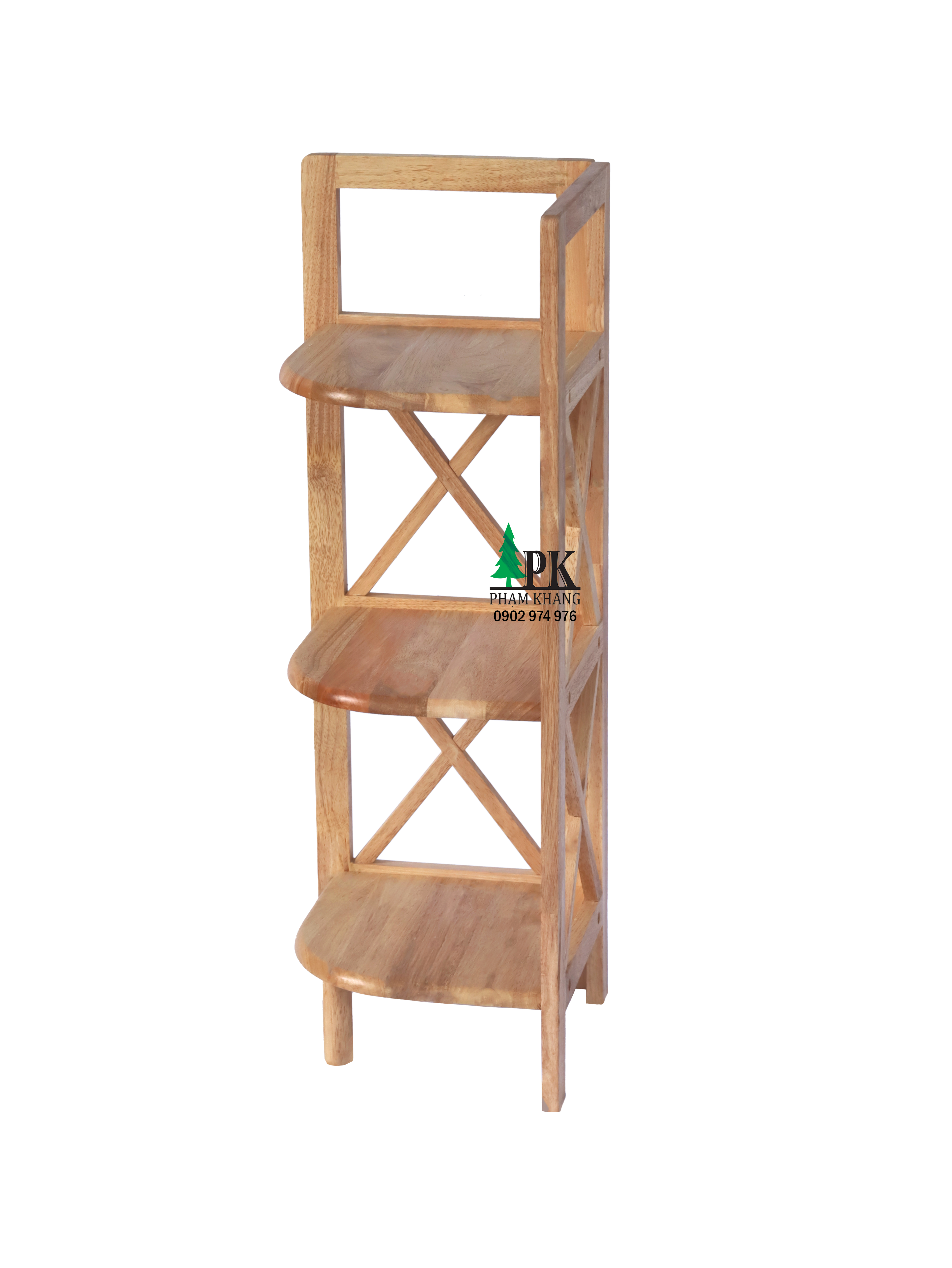 Kệ góc gỗ Phạm Khang 3 tầng rộng 32cm màu tự nhiên