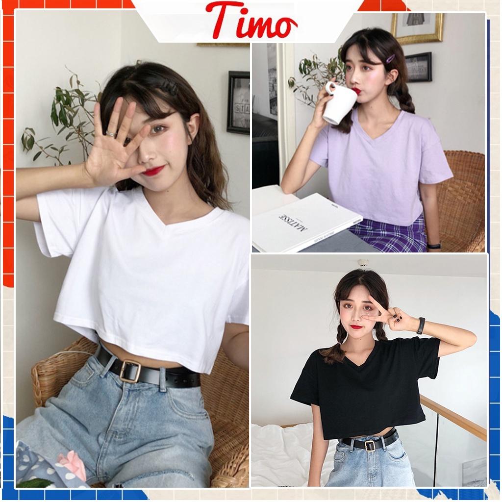 Áo croptop nữ , áo croptop tay ngắn thời trang cổ tim chữ V form rộng , dáng buông phong cách Hàn Quốc ACN003